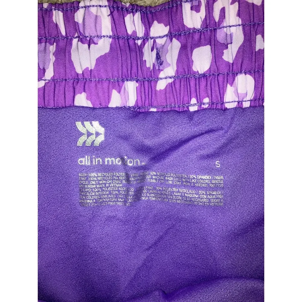All in Motion Mid Rise Run Light Purple Leopard Shorts Small